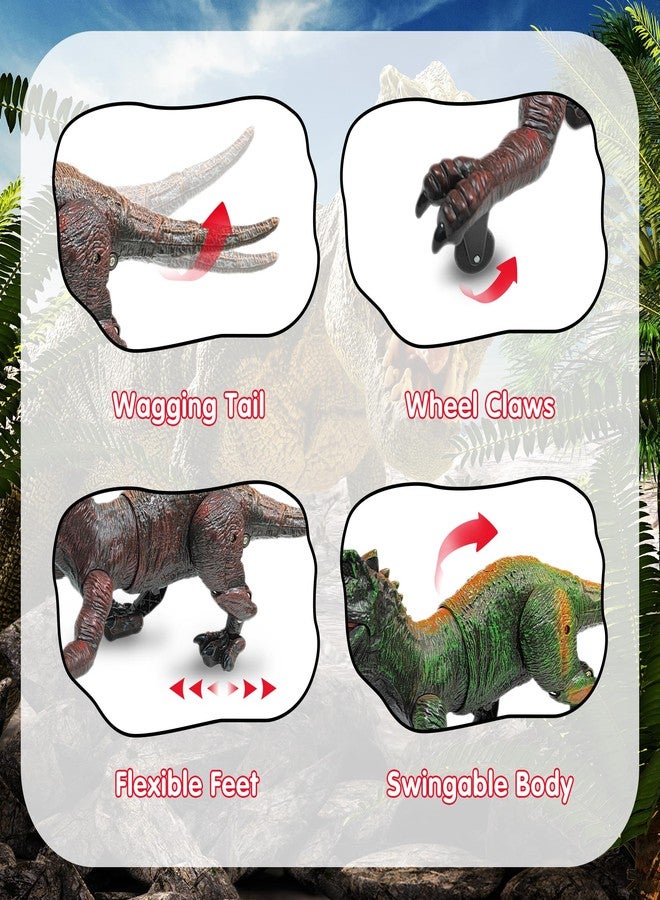 Moskiddo Remote Control Dinosaur Toys for Kids 3-5, 5-7, 8-12, 10-12, Electronic RC T Rex Dino Robot Toy for Boys, Top Christmas & Birthday Gifts for 6 7 8 9 10 11 & 12 Year Old Boys (Color: Brown) - Image 3
